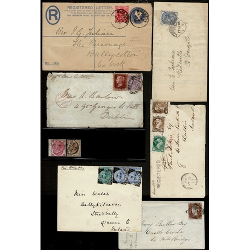 114 - 1847-1905 very mixed lot incl. blue SIXMILEBRIDGE cds, 1867-80 3d rose cds DONEGAL, 6d chestnut pl. ... 