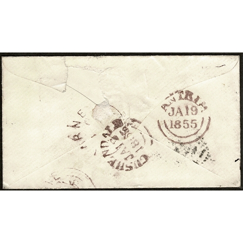 84 - 1855 cover to Shanes Castle with SC16 1d red tied by very clear 