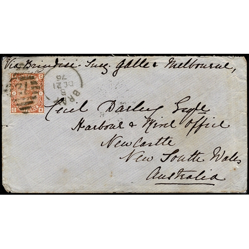 99 - 1876 8d orange single franking on cover to New South Wales, tied by BRAY/72 duplex for DE 21 76, sl.... 