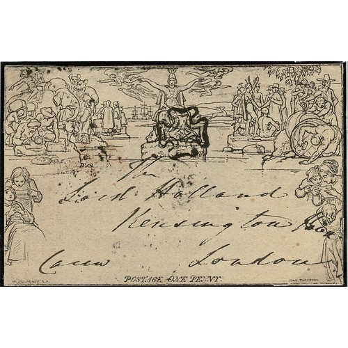 94 - Mulready Lord Holland Facsimile 1840 1d Envelope A136, the famous forgery of a genuine envelope sent... 