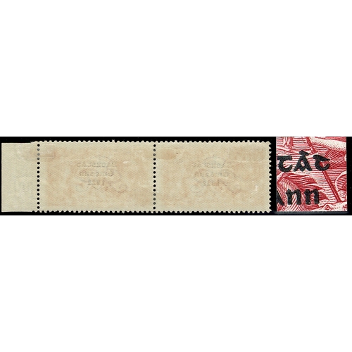 103 - T60b. 5/- rose-red var. Accent Reversed of Row 7/4 in a horizontal marginal pair fresh mint, rare. E... 