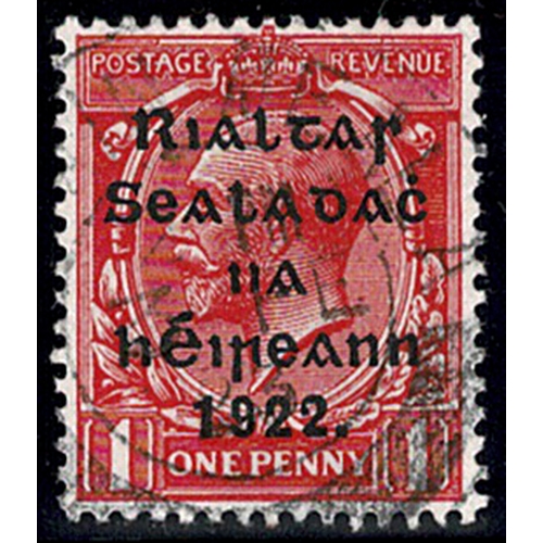 102 - T43. 1d scarlet variety Watermark Inverted fresh used with central cds of Clonmel CLUAIN MEALA 3 FE ... 