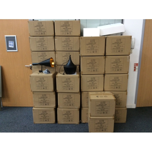 133 - 43 Pendant Lamps, 45x35x25cm & 40x30x30cm All Black In Colour - New