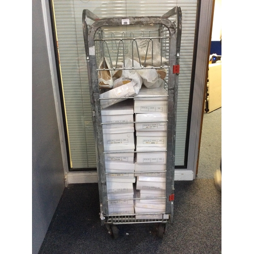 139 - Cage of ladies high heels all different sizes and different colours.