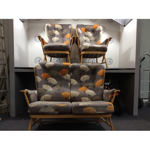 152 - Mid century modern ercol Windsor patio set 2 chairs and 2 seater