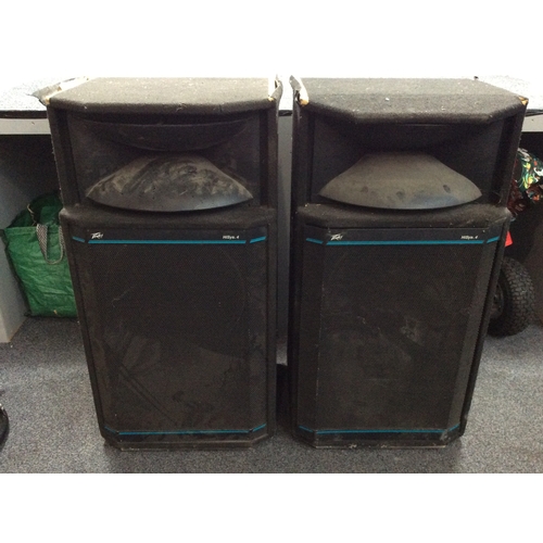 153 - Pair of Peavey HiSys 4 Speakers, Professional Grade Durable,. (Wear & Tear To the Fabric, Top Front