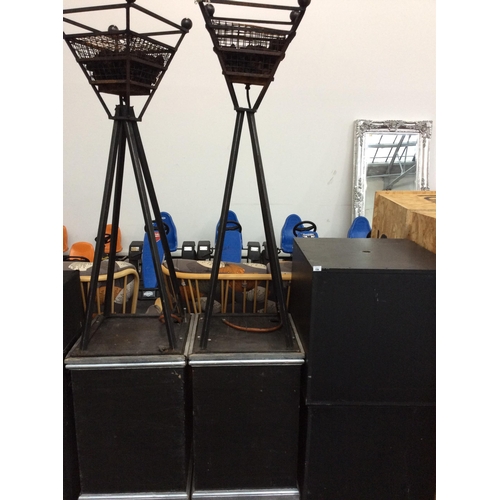 154 - Pair of large gas fired coal effect burners on stands with 2 Large Boxes untested