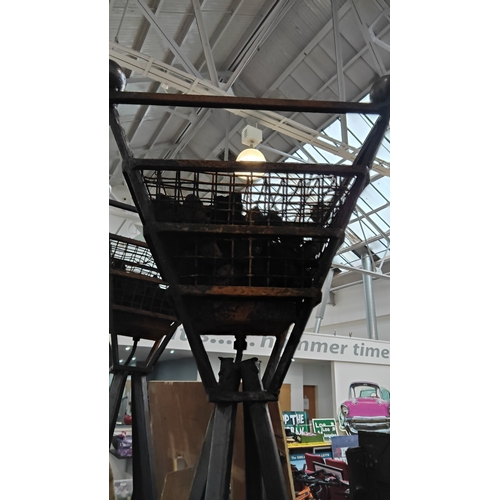 154 - Pair of large gas fired coal effect burners on stands with 2 Large Boxes untested