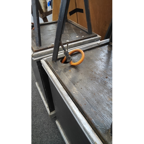 154 - Pair of large gas fired coal effect burners on stands with 2 Large Boxes untested