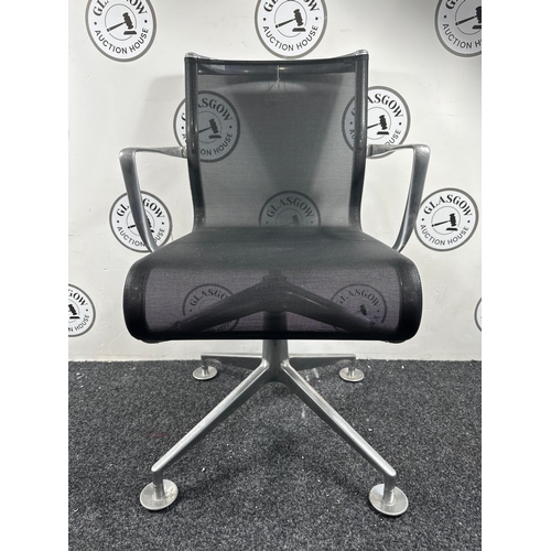 117 - Alberta mega chair with mesh seat and polished brushed metal frame