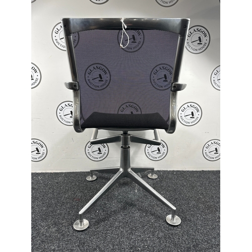 117 - Alberta mega chair with mesh seat and polished brushed metal frame