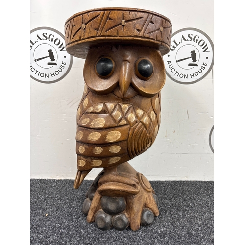 83 - Wooden Owl Sculpture - Used