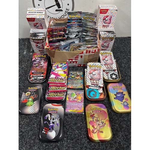 96 - Large Bundle Pokemon Booster Packs inc , S&S Fusion Strike, S&V Prismatic Evolutions, Mega