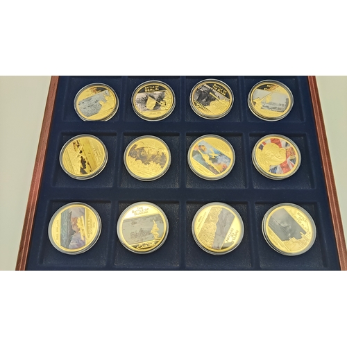 59 - Windsor mint coin collection commemorating famous battles in wooden presentation box