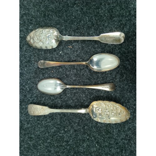4 Solid Silver Serving Spoons - 256g