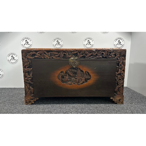 194 - Vintage Style Chinese Carved Darkwood Trunk