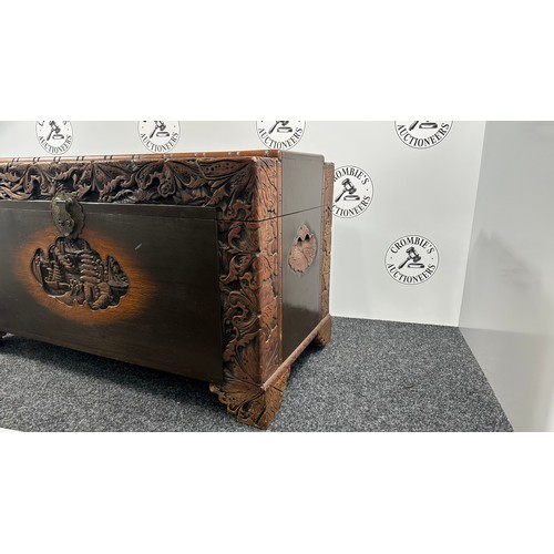 194 - Vintage Style Chinese Carved Darkwood Trunk