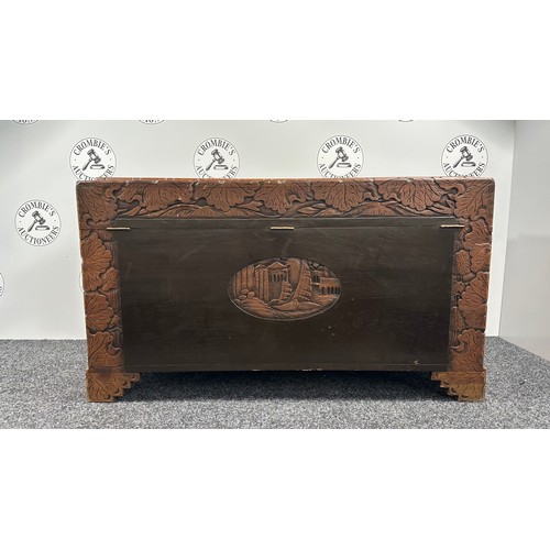 194 - Vintage Style Chinese Carved Darkwood Trunk