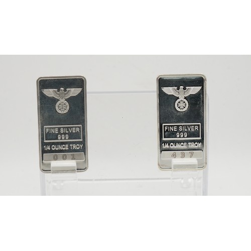 5 - Two 999 Finesse Silver Bars - 1 Marked 001/999 - Total Weight 15.6g
