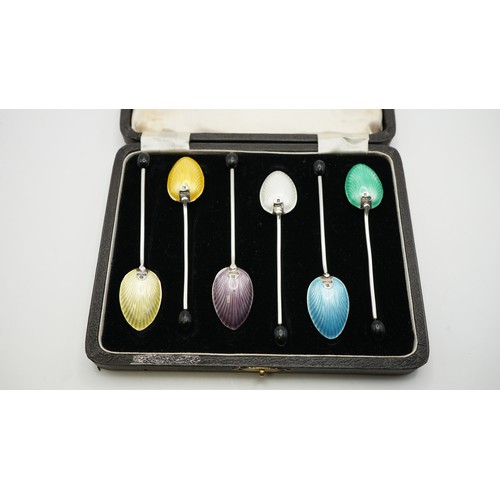 6x Silver Inlaid Spoons in Original Box