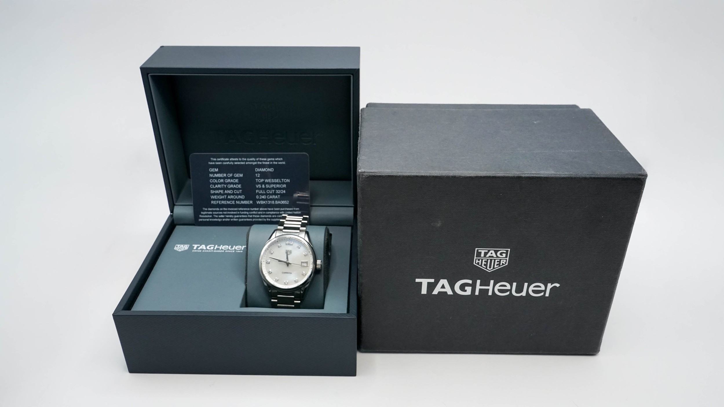 TAG Heuer Watch 12 Diamond Full Cut 0.240 Carat Box And Cert