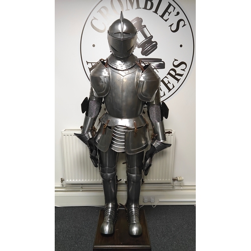 100 - Full Suit Of Armour Complete With Stand For Display Or Reenactment