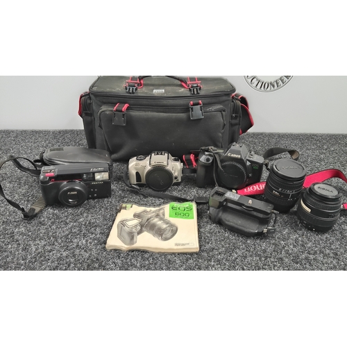 308 - Bundle Of Cameras and Accessories Including Canon EOS600, EOS IX7 & Lenses