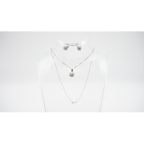 85 - 18ct White Gold and Diamond Necklace And Earring Set