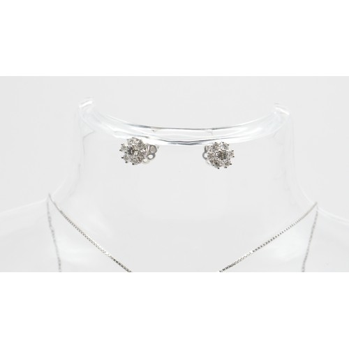 85 - 18ct White Gold and Diamond Necklace And Earring Set