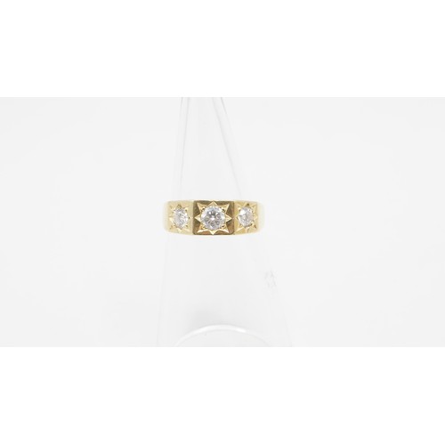 86 - 8.35g 18ct Gold And 3 Diamond Gents Ring Size S