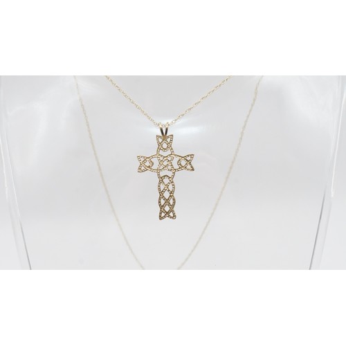 89 - 9ct Gold Chain And Celtic Cross Pendant 2g