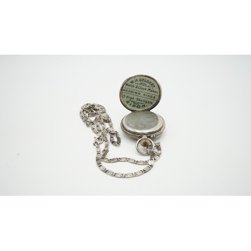 80 - JG Graves Sheffield Sterling Silver Ladies Pocket Watch With Silver Chain