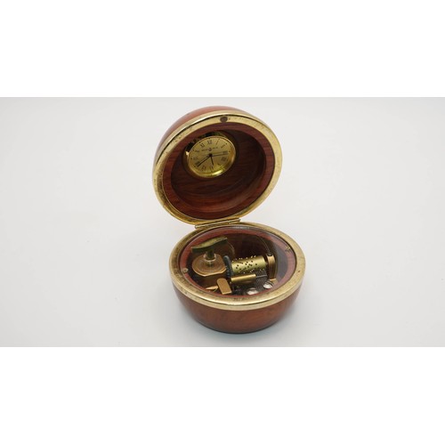 Reuge Wooden Music Ball With Clock Playing Pachelbel Canon With Key