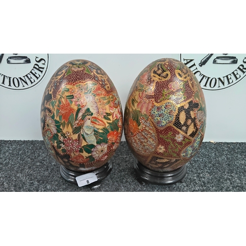 8 - Decorative Porcelain Eggs In Asian Style