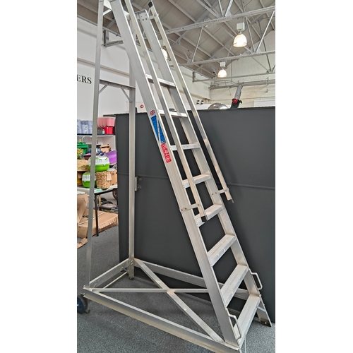 14 - Titan Industrial Ladder With Hand Rail And Wheels
