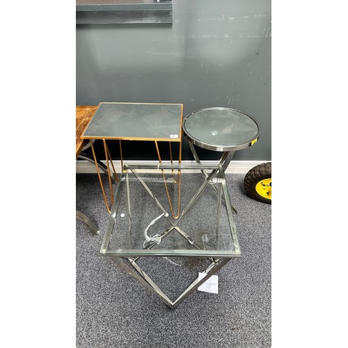 365 - 3 Glass Top Side Tables