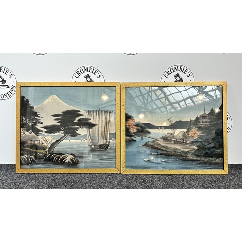 Two Woven Asian Art Scenes - 56x50cm