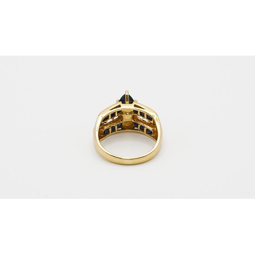 13 - 5.58g 9ct Gold Diamond & Blue Sapphire Ring Size P