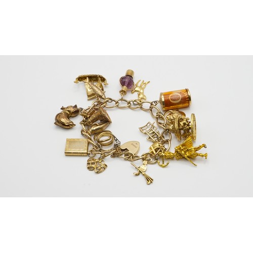 20 - 47g 9ct Gold Charm Bracelet