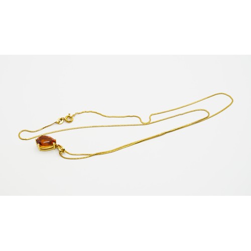 23 - 4.53g 18ct Gold Necklace & Gemstone Pendant