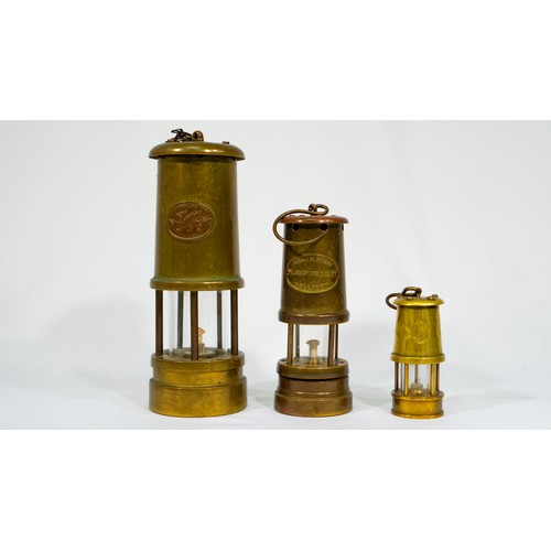 153 - Trio of Vintage Brass Miners Lamps – Phoenix Supply Wales, Hockley Ashington Colliery & Prince of Wa... 