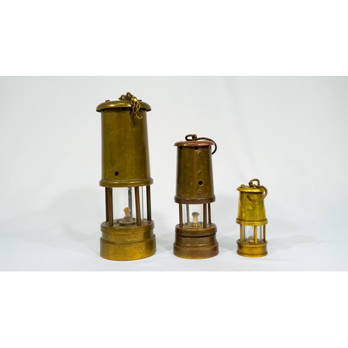 153 - Trio of Vintage Brass Miners Lamps – Phoenix Supply Wales, Hockley Ashington Colliery & Prince of Wa... 