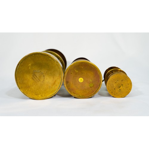 153 - Trio of Vintage Brass Miners Lamps – Phoenix Supply Wales, Hockley Ashington Colliery & Prince of Wa... 