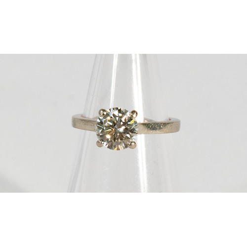 Platinum & Diamond Round Brilliant Cut 1.58ct Grade VS1 Single Stone - Ring Size L With Full GIA Report