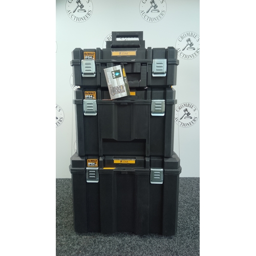 Dewalt TStak 2.0 3 PC Tower Tool Storage Boxes Shallow Deep Box Wheeled Trolley