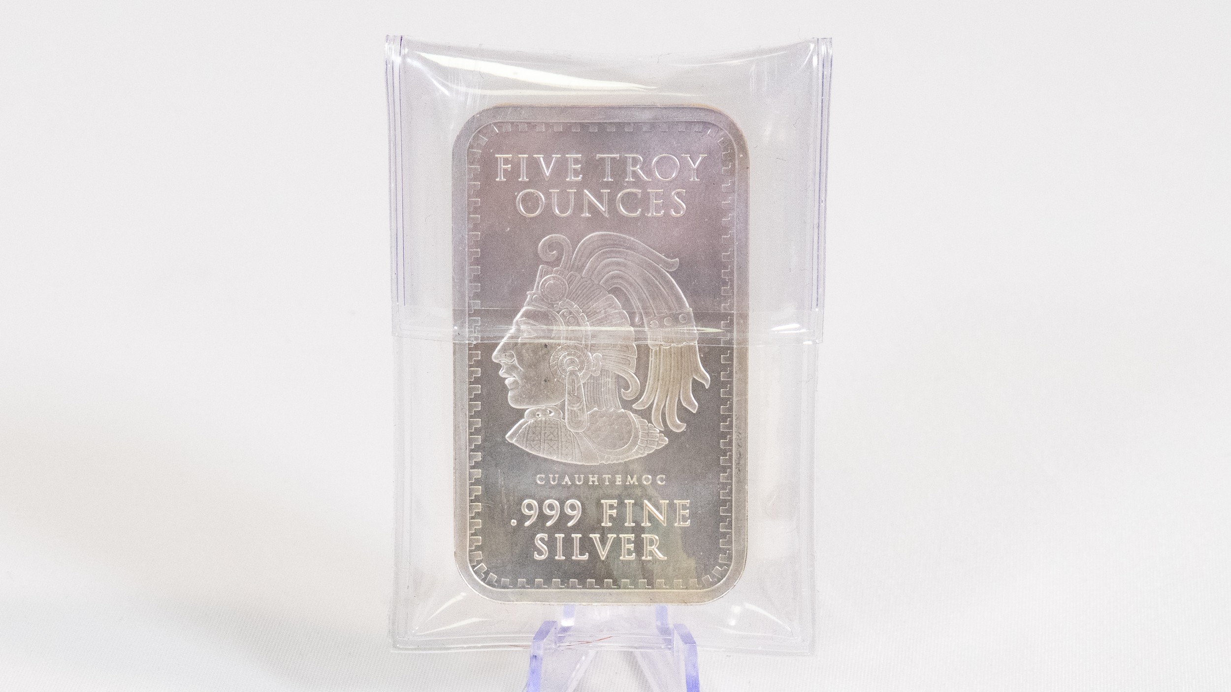 5 Troy Ounce .999 Fine Silver Aztec Calendar Silver Bar