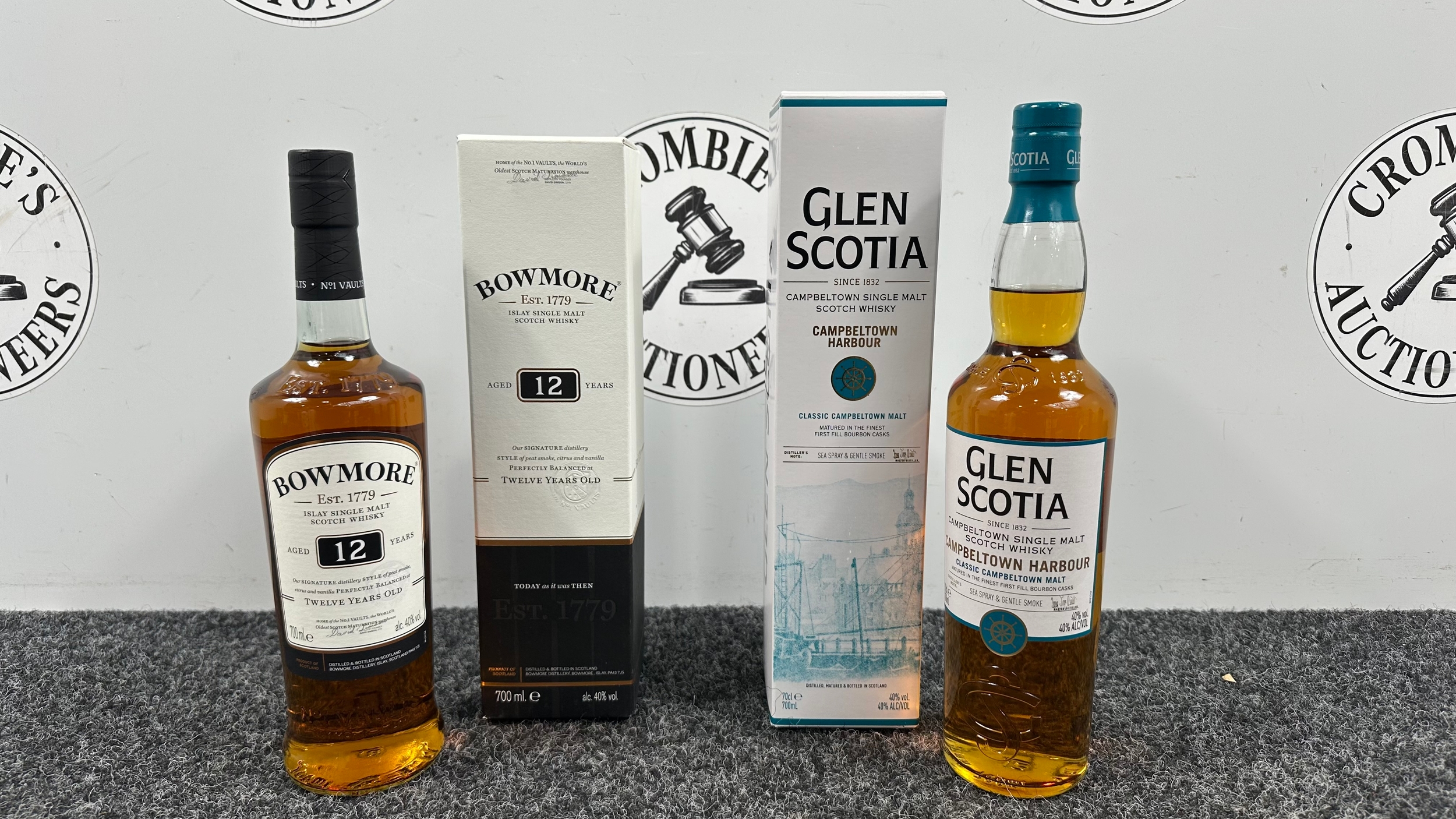 Two Bottles of Single Malt Scotch Whisky - Bowmore 12yr & Glen Scotia ...