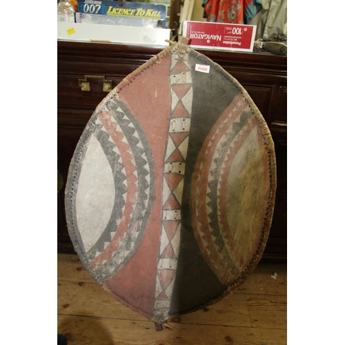 2000 - African: a Maasai Kenya hide shield, with painted decoration, approx 91cm high.