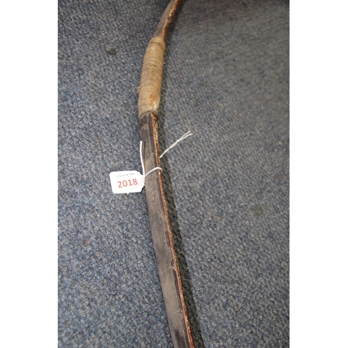 2018 - An old composite bow, painted and with traces of shark or ray skin, (a.f.).