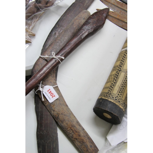 2041 - Oceanic: two old Aboriginal boomerangs, one with incised decoration and fine old colour, approx 71cm... 